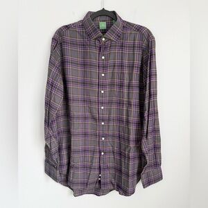 Sid Mashburn Size L • Purple Plaid Shirt Cotton Spread Collar Button Up.